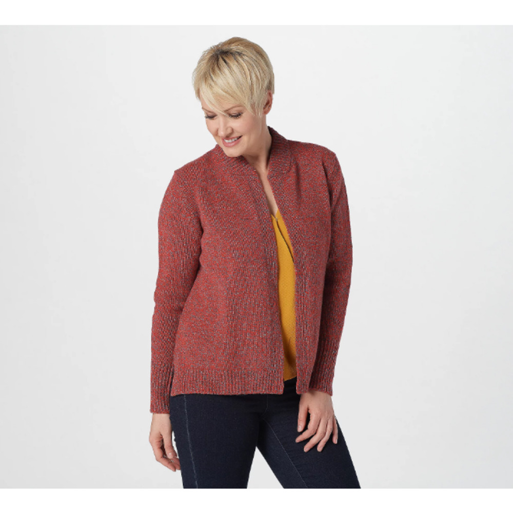 FISHERMAN Out of Ireland Merino Wool Cashmere Blend Cardigan Coral Grey S